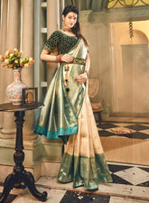 Kavvya Soft & Lightweight Green Weaving Silk Saree - KAVVYA